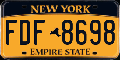 NY license plate FDF8698
