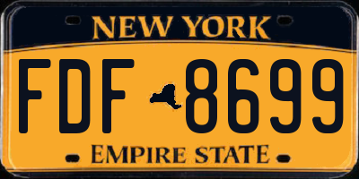 NY license plate FDF8699