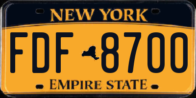 NY license plate FDF8700