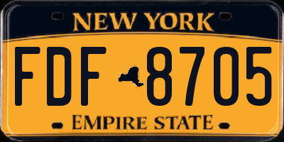 NY license plate FDF8705