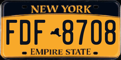 NY license plate FDF8708