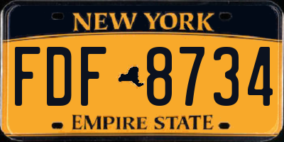 NY license plate FDF8734