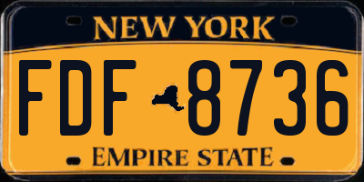 NY license plate FDF8736