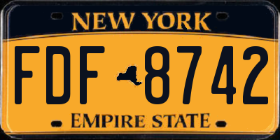 NY license plate FDF8742