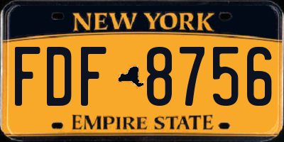NY license plate FDF8756
