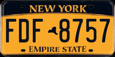 NY license plate FDF8757