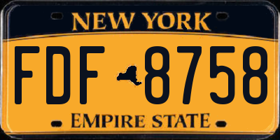 NY license plate FDF8758