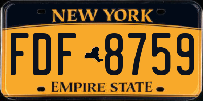 NY license plate FDF8759
