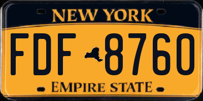 NY license plate FDF8760