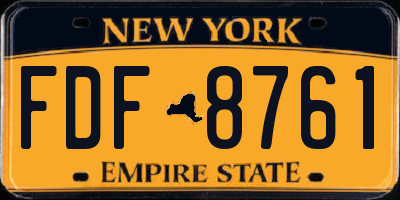NY license plate FDF8761