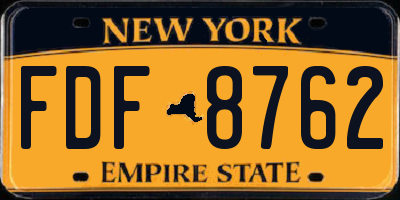 NY license plate FDF8762
