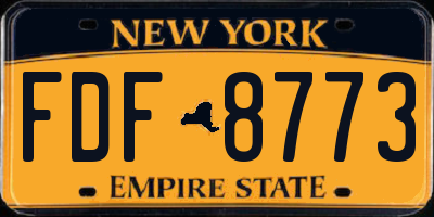 NY license plate FDF8773