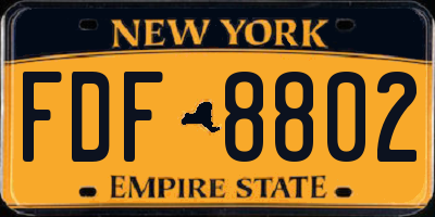 NY license plate FDF8802