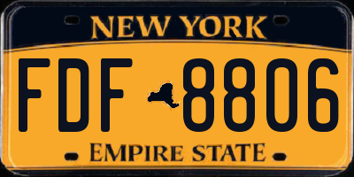 NY license plate FDF8806