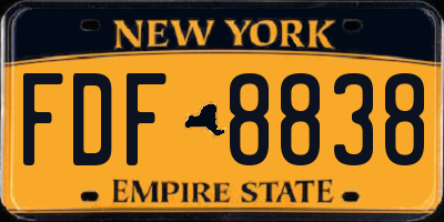 NY license plate FDF8838