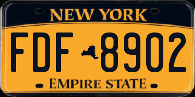 NY license plate FDF8902