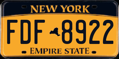NY license plate FDF8922