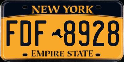 NY license plate FDF8928