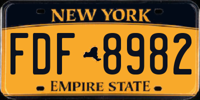 NY license plate FDF8982