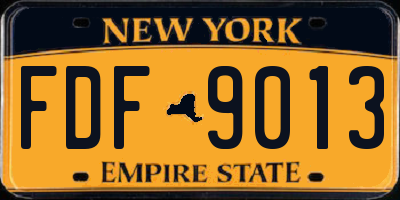 NY license plate FDF9013