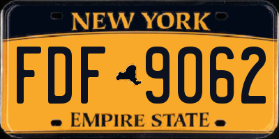 NY license plate FDF9062