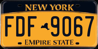 NY license plate FDF9067