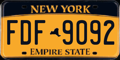 NY license plate FDF9092