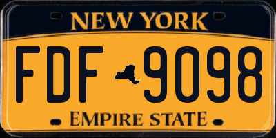 NY license plate FDF9098