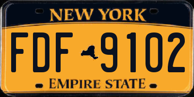 NY license plate FDF9102