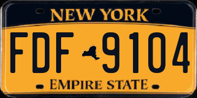 NY license plate FDF9104
