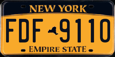 NY license plate FDF9110