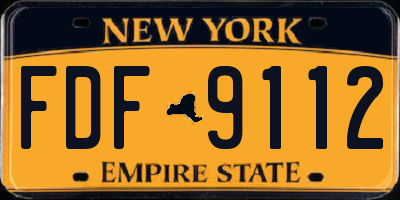 NY license plate FDF9112