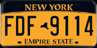 NY license plate FDF9114