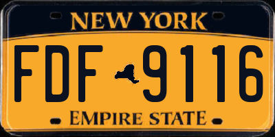 NY license plate FDF9116