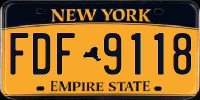NY license plate FDF9118