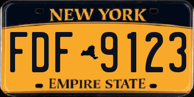NY license plate FDF9123