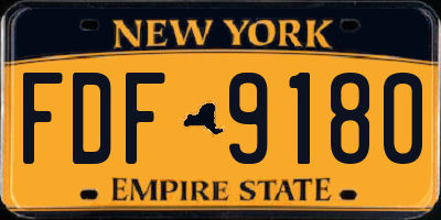 NY license plate FDF9180