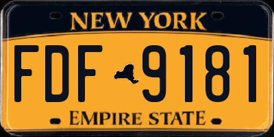 NY license plate FDF9181