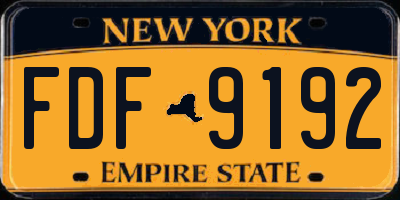 NY license plate FDF9192