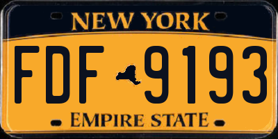 NY license plate FDF9193