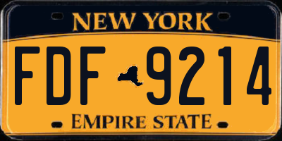 NY license plate FDF9214