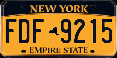 NY license plate FDF9215