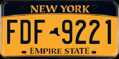 NY license plate FDF9221