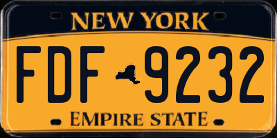 NY license plate FDF9232