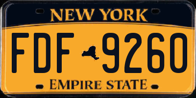 NY license plate FDF9260