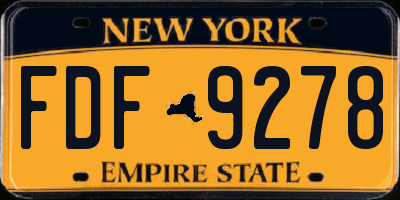 NY license plate FDF9278