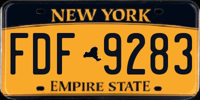 NY license plate FDF9283