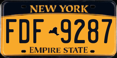 NY license plate FDF9287