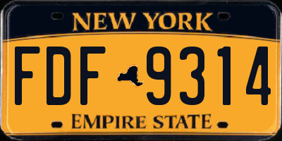 NY license plate FDF9314