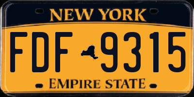 NY license plate FDF9315
